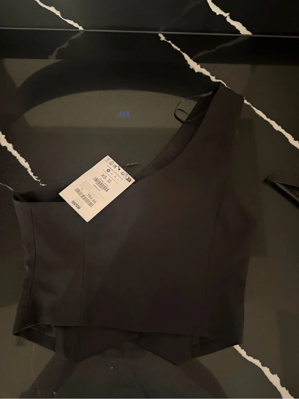Bershka Black One-Shoulder Button-Front Vest Dress